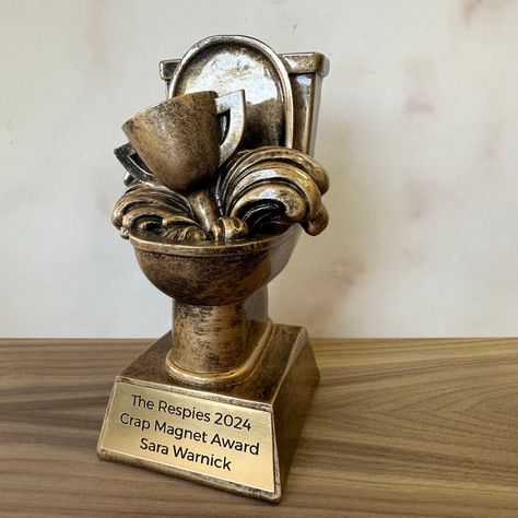 Toilet Trophy Award - Last Place, Loser, Worst Job, Crappiest, Fantasy Football Loser, Engraved - Perfect Gag Gift for Epic Fails Gold Toilet, Fantasy Football League, Awards Trophy, Trophies & Awards, Golf Tournament, Epic Fails, Fantasy Football, Football League, Gag Gifts