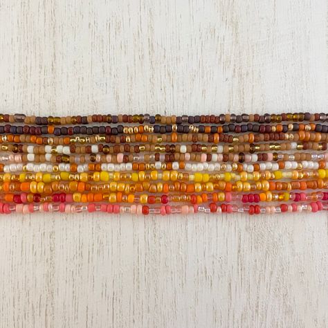 S e e d   B e a d   B r a c e l e t / A n k l e t  Fall is upon us!  Colorful, dainty, Autumn-themed seed bead bracelets are the perfect accessories for any outfit! Find your favorite color combos to mix and match and show off your style this cozy season.  Swipe all the way through to see the full collection!  > Colorful seed beads strung on thoroughly bonded bead weaving thread (this thread is NOT stretchy! While the thread is very strong and securely tied, please do not tug excessively on the bracelet as this can weaken its strength over time)  > Lobster clasp for easy removal  > Comes with 1 in. chain extender for easy adjustment  > For long lasting quality of this piece, please be mindful of wearing while in water or with excess lotions/oils.  > Follow TheFreeSoulShop on Instagram for Bracelet Beads Color Combos, Seed Bead Bracelet Ideas Fall, Fall Inspired Beaded Jewelry, Bead Weaving Ideas, Friendship Bracelets Seed Beads, Fall Beads Bracelet, Fall Necklaces Diy, Seed Bead Creations, Autumn Bracelet Colors