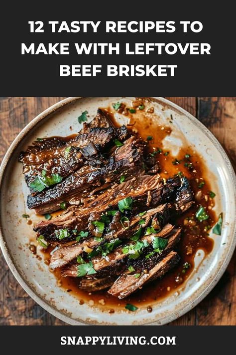 Do you have extra beef brisket lying around and looking for creative ways to use it? Discover a variety of recipes that will inspire you to transform your leftovers into delicious new dishes. Explore exciting ideas to give your leftover brisket a tasty makeover! Leftover Beef Brisket, Baked Brisket, Brisket Meat, Beef Brisket Recipes, Leftover Beef, Tasty Meat, Brisket Recipes, Bbq Beef, Smoked Brisket