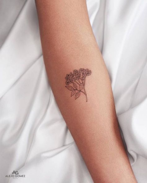 Elderflower Tattoo, Elbow Tattoos, Blossom Tattoo, Nature Flowers, Little Tattoos, Pretty Stuff, Tattoo Inspo, Fine Line, Tiny Tattoos