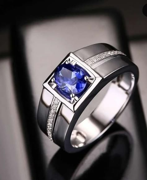 Sapphire Silver Ring, Gents Ring, Mens Gemstone Rings, September Birthstone Rings, Couple Wedding Rings, Cluster Rings, Jewelry Wedding Rings, Cubic Zirconia Rings, Engagement Rings For Men