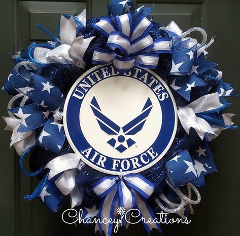 Air Force Wreath USAF Wreath Military Wreath Patriotic Veterans Wreath, Military Crafts, Military Wreath, Fall Deco Mesh Wreath, Fall Deco Mesh, Memorial Day Wreaths, 4th Of July Decor, Wreaths For Sale, Wire Wreath Frame