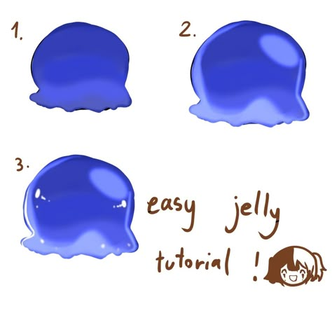 Jellyfish jelly tutorial art turorial simple Jelly Digital Art, How To Color Slime Digital, Jelly Drawing Tutorial, Jelly Hair Drawing, Jelly Art Reference, How To Do Jelly Art Style, Water Art Tutorial, Puddle Drawing Reference, Jelly Character Design