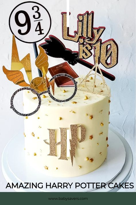 [object Object] Harry Potter First Birthday Cake, Harry Potter Cake Topper, Diy Harry Potter Cake, Easy Harry Potter Cake, Harry Potter Cakes Birthday, Harry Potter Cupcake Toppers, Harry Potter Snitch, Harry Potter Cupcakes, Harry Potter Birthday Cake