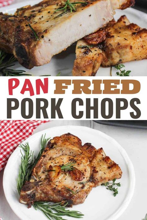 Pan Fried Pork Chops (Bone-In) Brine Pork Chops, Pork Brine Recipe, Pork Chop Brine Recipes, Pork Brine, Pork Burgers Recipes, Fried Pork Chop Recipes, Pan Fried Pork Chops, Juicy Pork Chops, Brine Recipe