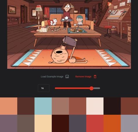 Cartoon Color Pallete, Simpsons Color Palette, Hilda Color Palette, Philza Cosplay, Hilda Art, Film Illustration, Colours Palette, Animation Inspiration, Bedroom Colour Palette