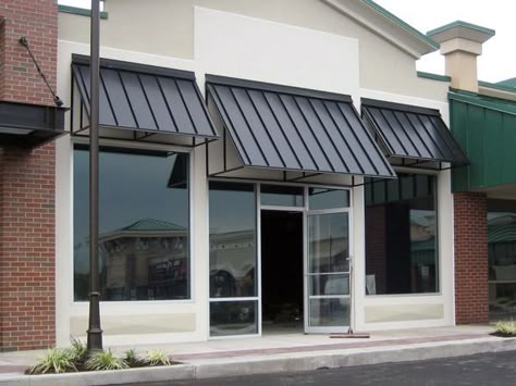 Storefront Awning, Commercial Awning, Shop Awning, House Awnings, Aluminum Awnings, Metal Awning, Retail Facade, Commercial Design Exterior, Commercial And Office Architecture