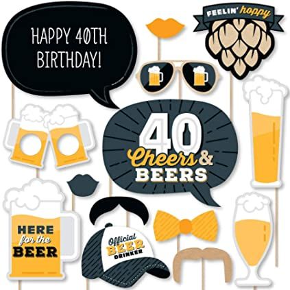 Amazon.com: Big Dot of Happiness: Cheers and Beer to 40 Years Party Crowd Photo, Cheers And Beers To 40 Years, Birthday Party Photo Booth, Funny Photo Booth, Diy Photo Booth Props, Party Photo Booth Props, Birthday Photo Booths, Happy 40th Birthday, Fun Birthday Party