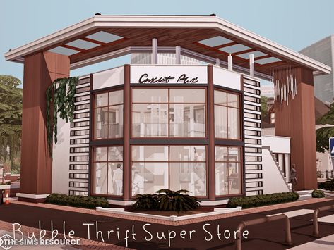 The Sims Resource - Bubble Thrift Super Store l noCC Clothing Store Sims 4, Sims 4 Thrift Store, Sims 4 Store Build, Sims 4 Boutique, Sims 4 Shops, Sims 4 Clothing Store, Sims 4 Retail Store, Sims 4 Shop, Sims 4 Store