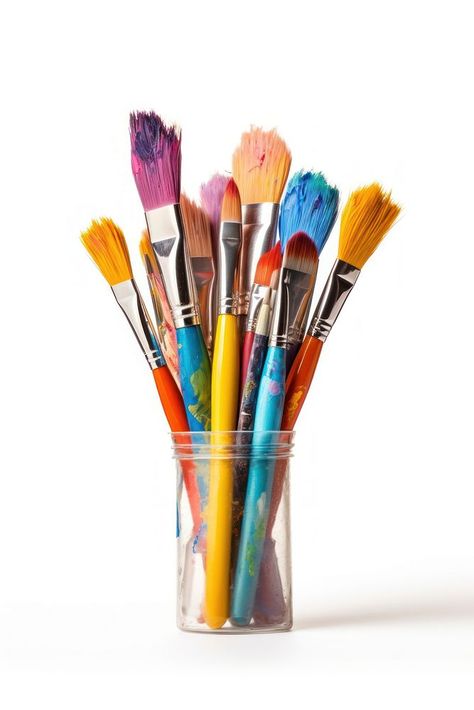 Stack of color artist paint brushes tool white background arrangement. AI generated Image by rawpixel. | free image by rawpixel.com / Thanakrit Paint Brush Photography, Paint Brushes Photography, Cute Pictures To Draw, Object Reference, Art Hub, Digital Art Beginner, Image Painting, Figure Sketching, Durga Maa