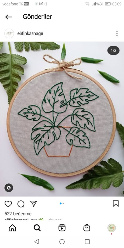 Easy Plant Embroidery, Plant Mom Embroidery, Plant Embroidery Simple, Hand Embroidery Templates, Embriodary Design Ideas Easy, Houseplant Embroidery, Embroidery Plants, Plant Embroidery, Embroidered Canvas Art