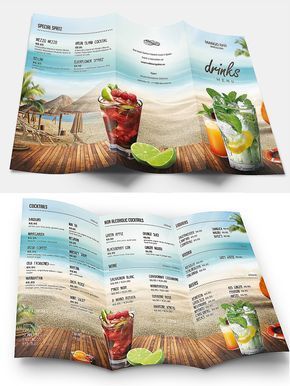 Summer Drinks Menu Template PSD Blue Pina Colada, Drinks Menu Design, Summer Drink Menu, Drink Promotion, Food Blog Design, Pool Menu, Drink Menu Design, Beverage Branding, Smoothie Menu