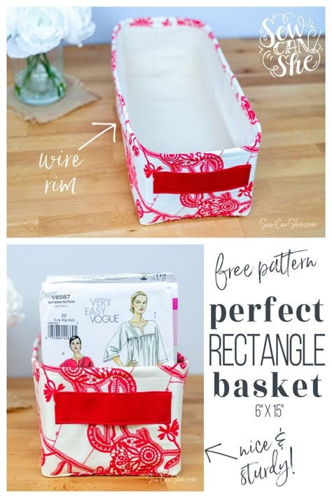 Fabric Caddy Pattern, Free Fabric Basket Sewing Pattern, Sewing Projects For Around The House, Sew Storage Basket, Cotton Canvas Sewing Projects, Sew Can She Projects Free Pattern, Fabric Baskets To Sew Free Pattern, Fabric Bins Diy Free Pattern, Fabric Boxes Pattern Free