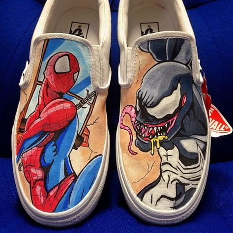 Custom Vans Converse Shoes All Designs by Offthewallcustoms, $155.00 Marvel Shoes, Custom Vans Shoes, Painted Canvas Shoes, Custom Painted Shoes, Diy Sneakers, Creative Shoes, Vans Converse, Cool Vans, Hand Painted Shoes