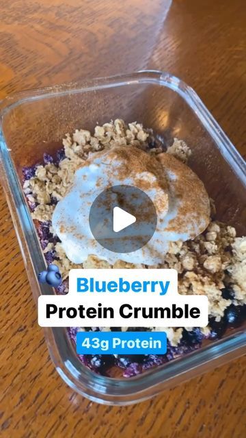 Blueberry Protein Powder Recipes, Healthy Blueberry Desserts Clean Eating, Protein Blueberry Crumble Microwave, High Protein Blueberry Overnight Oats, Protein Blueberry Crumble, High Protein Blueberry Crumble, Keto High Protein Breakfast, Frozen Blueberries Recipes Easy, Protein Cobbler