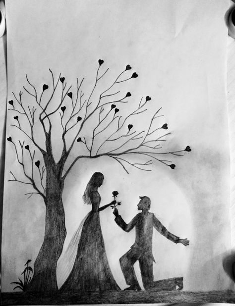 Cute proposal sketch Boy proposing his love Proposal Drawing Art, Garba Ground, Boy And Girl Sketch, Cute Proposal, Cute Couple Sketches, Boy And Girl Friendship, Cute Drawings Of Love, Bride And Groom Silhouette, Valentines Day Drawing