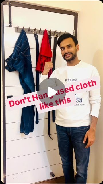 Amrit shah - Interior Designer | Influencer| Design Educator on Instagram: "Try to avoid hanging your used cloth in old traditional way .. instead try this way … ❤️ . Comment “more” for more information and tips. . . #wardrobehacks #bedroomhacks #interiordesign #homedecor #trendingreels #interiordesigner #homesweethome #homedesign #interiordecor #interior123 #interiorstyling #wardrobe #wardrobeessentials #wardrobegoals  #bedroomideas #bedroomgoals #bedroom  {wardrobe , interior design , bedroom tips , home decor tips }" Used Clothes Hanging Ideas, Wardrobe Interior Design Bedroom, Wadrobe Designs, Bedroom Wardrobe Interior, Wardrobe India, Clothes Cabinet, Wardrobe Interior, Hanging Wardrobe, Diy Home Interior