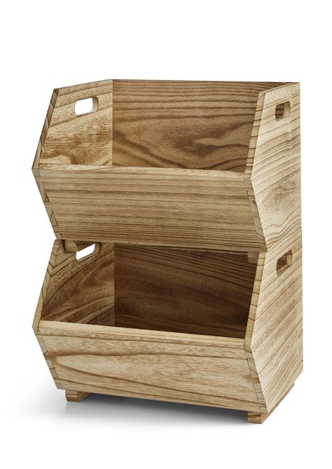 Better Homes & Gardens 2-Piece Natural Wood Stacking Bins | Walmart (US) Soap Display Ideas, Plastic Crate, Stackable Baskets, Wood Stacking, Stacking Storage, Stacking Bins, House Pantry, I Heart Organizing, Woven Trays