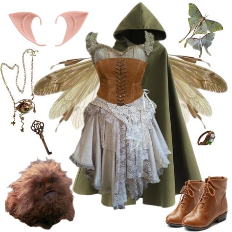 Ren Faire Outfits Dark Fairy, Green Fairy Ren Faire, Forest Faerie Costume, Fairy Warrior Outfit, Nature Elf Costume, Feywild Aesthetic Clothes, Renfest Costume Women Fairy, Woodland Faerie Costume, Gelfling Aesthetic