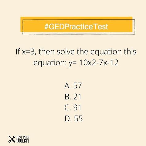 Math Practice Test! Comment your answer below! We have GED resources to that you can access 24/7 for FREE! Visit our website today. http://ift.tt/2uV5wrD #Study #Guide #TestPrepToolkit #GEDStudy #GEDPracticeTest #OnlineClasses #like4like #l4l #like4follow Worksheets High School, Ged Study, Ged Study Guide, Ged Math, Math Study Guide, Math Practice Worksheets, Worksheets Kindergarten, Math Test Prep, Math Practice