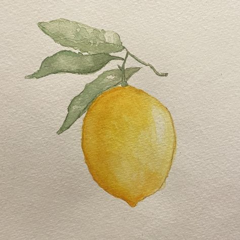 Aquarelle Drawing Easy, Lemon Watercolor Painting Easy, Watercolor Art Lemon, Watercolor Ideas Aesthetic Easy, Watercolor Art Fruit Easy, Summer Watercolor Ideas, Aesthetic Watercolor Art Easy, Watercolor Inspo Easy, Easy Watercolor Flowers For Beginners