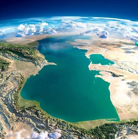 Caspian sea. View from space Caspian Sea, Big Lake, World Geography, Relief Map, Earth From Space, Lake Superior, Of The Earth, Lake Michigan, Great Lakes