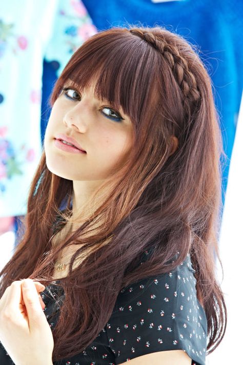 7 Adorable Hairstyles For Girls With Bangs Braided Crown Hairstyles, Hair Paste, Girl Haircuts, Long Hair With Bangs, Long Hair Girl, Crown Hairstyles, Gorgeous Hair, Headband Hairstyles