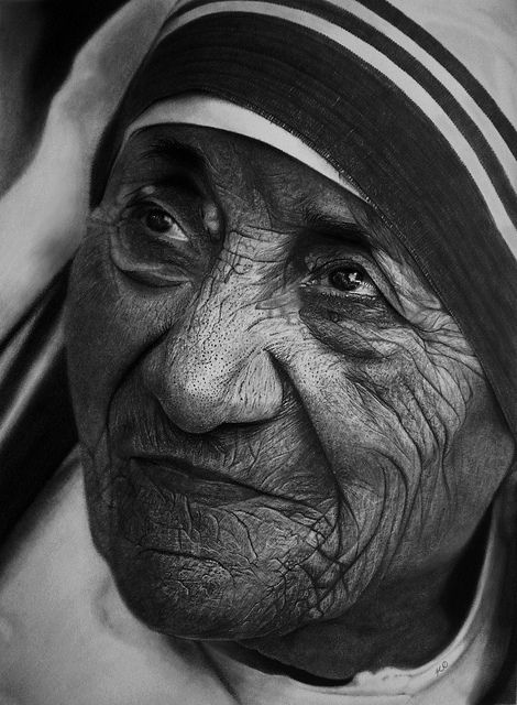 Mother Teresa by Kelvin Okafor  A drawing of a Roman Catholic nun, Mother Teresa Medium: Graphite pencils Kelvin Okafor, Hyperrealism Drawing, Photorealistic Drawings, Portrait Au Crayon, Pencil Drawing Images, Realistic Sketch, Pencil Drawing Tutorials, Best Pencil, Realistic Pencil Drawings