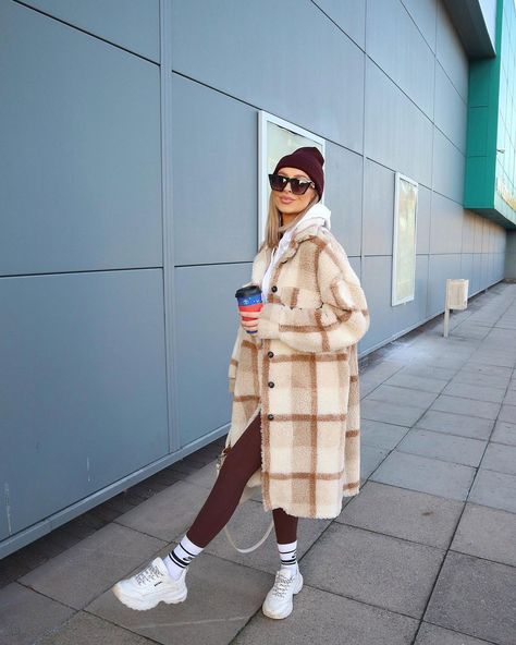 Alexx Coll on Instagram: “I’m just happy my pointless Homesense trips can resume tbh 😅 I outfit: @isawitfirst #isawicons as” Alex Coll, Alexx Coll, Coloured Leggings, Trending Ideas, Monochrome Outfit, Beige Coat, Warm Leggings, Design Your Life, Comfy Chic