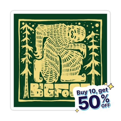 Decorate laptops, Hydro Flasks, cars and more with removable kiss-cut, vinyl decal stickers. Glossy, matte, and transparent options in various sizes. Super durable and water-resistant. Cryptid 1 of 30: Bigfoot/Sasquatch. Larger than life! Sasquatch Illustration, Bigfoot Poster, Bigfoot Tattoo, Bigfoot Sticker, Sasquatch Art, Bigfoot Illustration, Hygge Summer, Unicorn Farts, Bigfoot Art