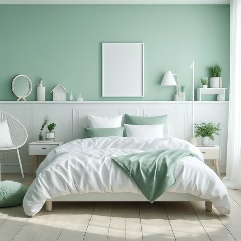 Mint Green and White Calming Bedroom Color Scheme