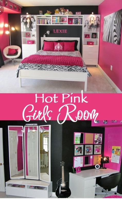 Alexis Room at new home Pink Zebra Rooms, Hot Pink Bedroom, Hot Pink Bedrooms, Zebra Bedroom, Zebra Room, Interior Makeover, Murs Roses, Pink Bedroom For Girls, Makeover Tips