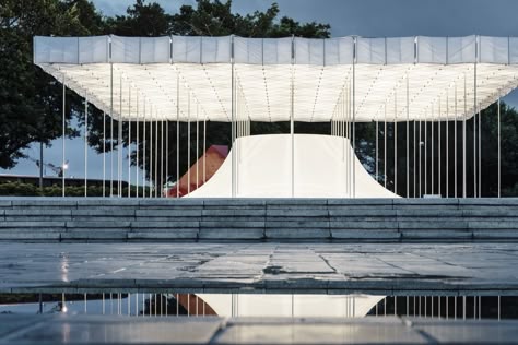 Gallery of Floating Pavilion / Shen Ting Tseng architects - 19 Floating Pavilion, Water Pavilion, Water Architecture, Pool Pavilion, Floating Architecture, Pavilion Architecture, Modern Architecture Interior, Wood Architecture, Structure Architecture