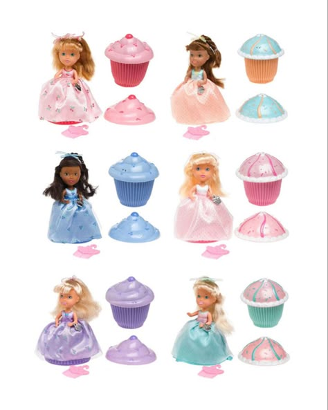 Cupcakes had a small revival in 1998 when Fun Source re-issued a few of the dolls. They were produced by Radica in 2005 Surprise Cupcakes, 2000 Toys, Miraculous Ladybug Toys, Cupcake Dolls, 2000s Nostalgia, Nostalgic Toys, Dream Doll, Princess Dolls, Fairy Land