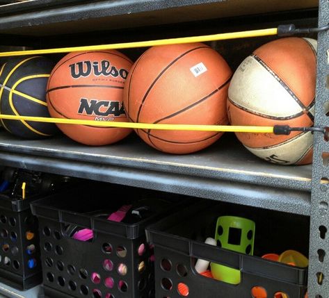 Easy to build ball corral - a great way to organize all your sports balls at home! - Your Projects@OBN Garage Organization Ideas, Sports Storage, Garage Floor Paint, Clean Garage, Shed Organization, Garage Organize, Garage Remodel, Ball Storage, Milk Crate