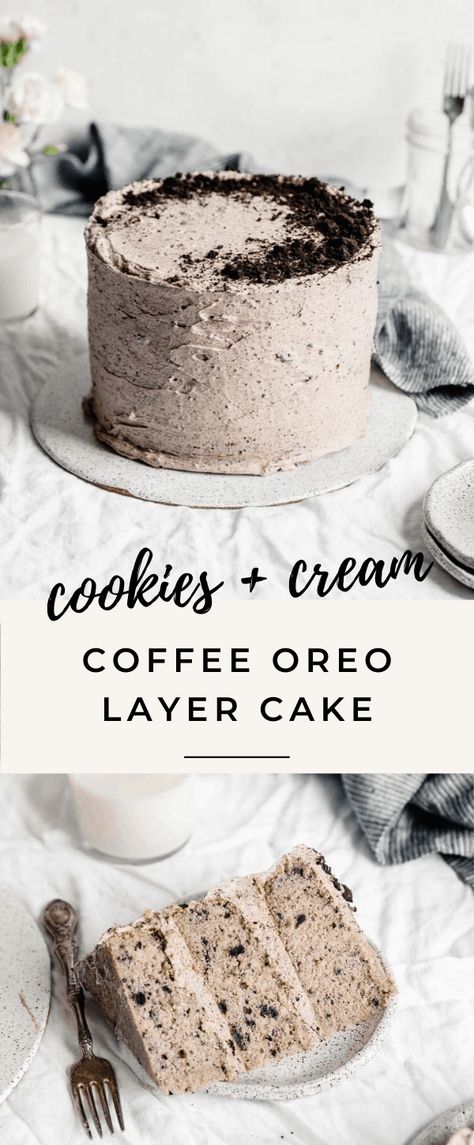 Take oreos and milk to the next level with this fluffy cookies and cream cake, layered together with a coffee oreo buttercream. Are you drooling too? #oreo #oreocake #coookiesandcream #easy #recipe Oreo Cake With Box Cake, Oreo Layer Cake, Oreos And Milk, Fluffy Cookies, Oreo Frosting, Philadelphia Torte, Oreo Buttercream, Cookies And Cream Cake, Low Carb Cookies