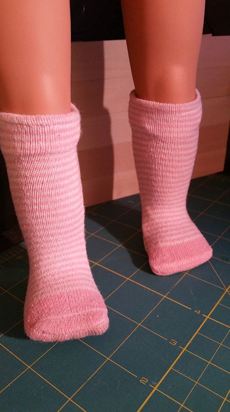 18" doll socks Doll Socks Pattern, Diy Leggings Pattern, Our Generation Doll Clothes, Diy Leggings, Craft Tables, Delightful Dolls, Doll Socks, Journey Girl Dolls, American Girl Crochet