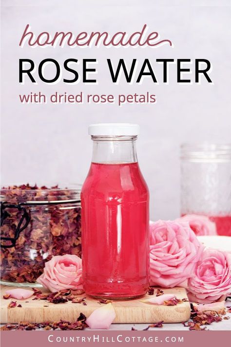 rose water recipe Diy Rose Water With Dried Roses, Dry Rose Petals Uses, Rose Water Toner Diy, How To Make Rose Water At Home, Rose Water Diy Recipes, Diy Rose Water Toner, Rose Water Recipe, Uses For Rose Water, Rosewater Recipe