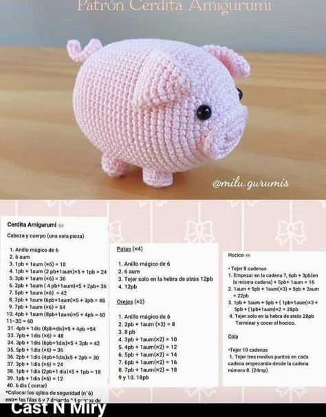 Octopus Crochet Pattern, Crochet Pig, Pola Amigurumi, Crochet Baby Toys, Crochet Animals Free Patterns, Crochet Design Pattern, Kawaii Crochet, Beginner Crochet Projects, Crochet Amigurumi Free