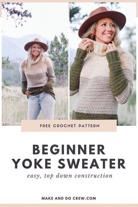 Clothes Crochet Patterns Free, Pullover Crochet, Easy Beginner Crochet Patterns, Yoke Sweater, Crochet Tube Top, Knit Clothes, Crochet Cardigan Pattern Free, Crochet Yoke, Crochet Shrug Pattern