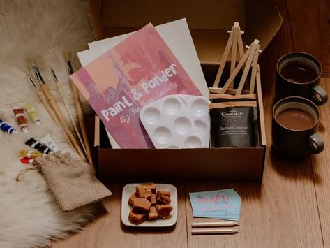 25 Best Gifts to Give Your Partner Based on Their Love Language Date Night In A Box Ideas, Anniversary Gifts For Couples Friends, Paint Date Night At Home, Date Night Box Gift, Date Night Box Ideas, Painting Date Ideas, Painting Date Night, Date Night Kit, Candy Kittens