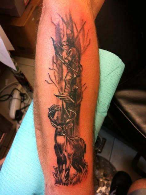 new hunting tattoo - HuntingNet.com Forums Deer Hunter Tattoo, Hunting Tattoo Ideas, Hunter Tattoo Ideas, Bow Hunting Tattoos, Deer Hunting Tattoos, Antler Tattoos, Deer Tattoo Designs, Tattoos Dainty, Cactus Tattoos