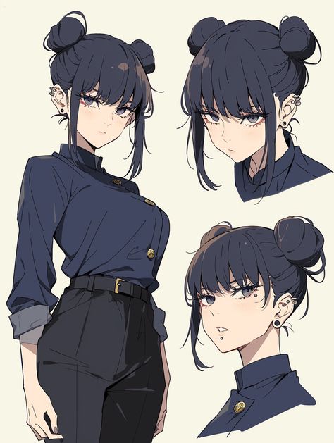 Modern Anime Character Art, Character 3/4 View, Serious Face Reference, Female Pose Anime, Anime Female Character Art, Cool Female Character Designs, Anime Portrait Reference, Pose Anime Female, Lazy Character Design