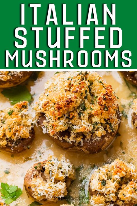 Stuffed Portables Mushrooms, Italian Baked Mushrooms, Stuffed Mushrooms With Sauce, Stuffed Cremini Mushrooms, Stuffed Mushroom Recipes Easy, Breadcrumb Stuffed Mushrooms, Stuffed Mushrooms With Bread Crumbs, Stuffed Mushrooms Italian, Stuffed Mushrooms No Meat