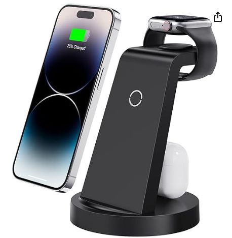 3 in 1 Wireless Charging Station : Designed for users of Apple products, wireless charging allows you to charge for iPhone and Apple watch & Airpods simultaneously with just one cable. With a built-in wide-range induction coil and wireless charger technology, it brings you an easy and convenient charging experience without the hassle of cluttered wires. Highly Compatible : Perfect 3 in 1 charging dock for Apple , Compatible with all versions of the Iphone 15, 14, 13, 12, and 11. Iphone Wireless Charger, Apple Charging Station, Phone Charger Station, Wireless Charger Iphone, 3 In 1 Wireless Charger, Amazon Gift Ideas, Apple Watch Charging Stand, Portable Chargers, Apple Watch Nike