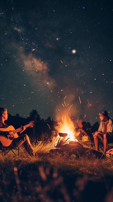 Starry Camping Night: Under a #stargazing sky, #adventure gather around a #firepit, enjoying #livemusic and nature's serenity. #outdoors #explore #aiart #aiphoto #stockcake ⬇️ Download and 📝 Prompt 👉 https://stockcake.com/i/starry-camping-night_183707_31782 Stargazing Aesthetic, Enjoying Music, Sky Adventure, Travel Music, Scene Design, 13th Birthday, Firepit, Nature Illustration, Starry Sky