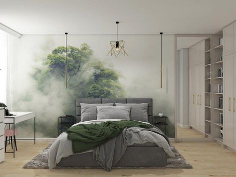 Forest Theme Bedroom, Foggy Nature, Landscape Wall Mural, Red Panels, Custom Wall Murals, Misty Forest, Forest Wallpaper, Tropical Forest, Wallpaper Online