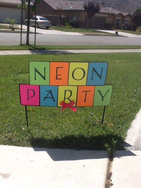 neon party sign Fluro Party, Glow Decorations, Rave Birthday, Neon Dance, Neon Lights Party, School Disco, Neon Decorations, Neon Party Decorations, Neon Birthday Party