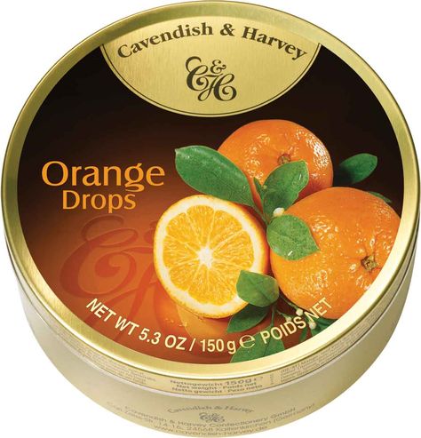 Cavendish & Harvey Orange Drops Confectionary Art, Luxury Candy, Flavor Drops, Bulk Candy Store, Fruit Mixes, Bulk Candy, Candy Tins, Icing Sugar, Orange Fruit