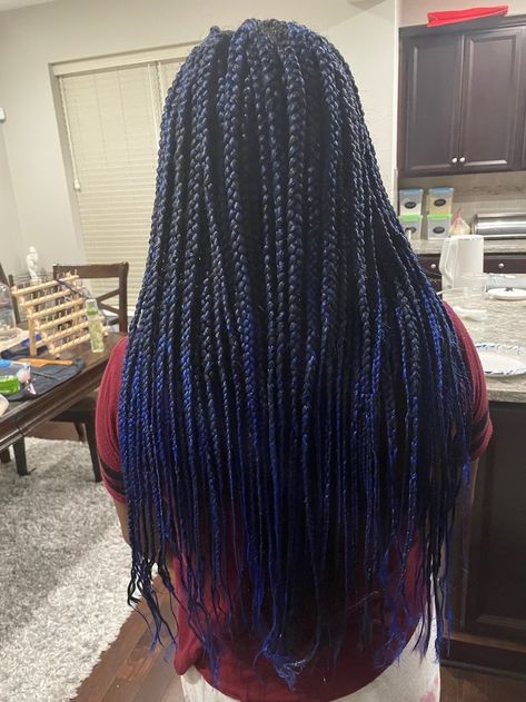 Dark Blue Box Braids, Blue Box Braids, Blue Sweet 16, Cute Box Braids, Blue Black Hair, Medium Box Braids, Cute Box Braids Hairstyles, Protective Hairstyles Braids, Short Black Hairstyles